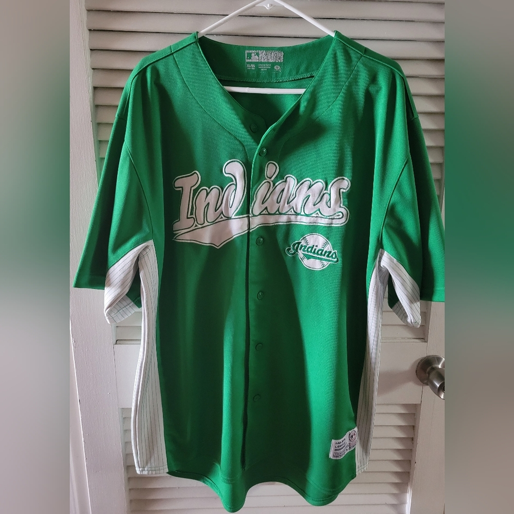 Cleveland Indians True Fan Series St. Patricks Day Green & White Jersey Adult XL